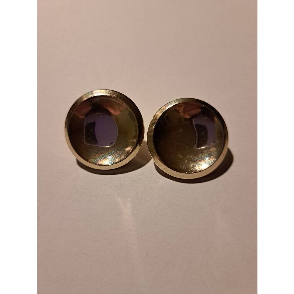 Vintage West Germany Silver Tone Clip-On Earrings Round Button Style 1”